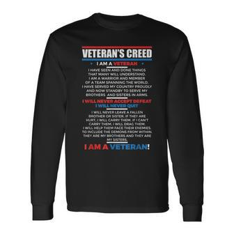 Veterans Creed Patriot Usa Military Comrades America Long Sleeve T-Shirt T-Shirt | Mazezy