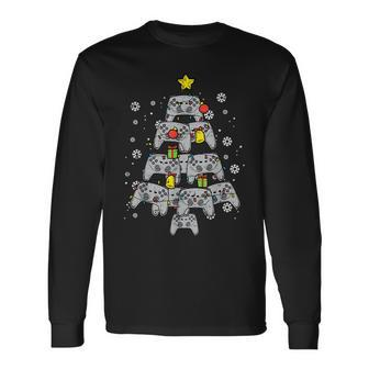 Video Game Controller Christmas Tree Xmas Boy Youth N Long Sleeve T-Shirt - Thegiftio UK