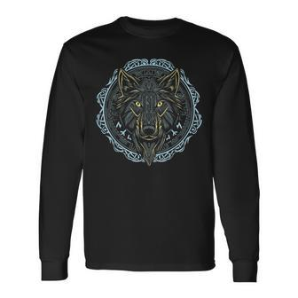 Viking Celtic Fenrir Wolf Of Odin Norse Myths Nordic Long Sleeve T-Shirt - Seseable
