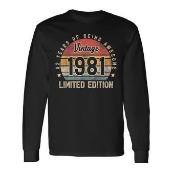 Vintage 1981 42 Year Old For Man Woman 42Nd Birthday Long Sleeve T-Shirt - Monsterry AU
