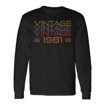 Vintage 1981 Birthday Cool Retro Bday Long Sleeve T-Shirt | Mazezy