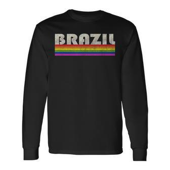 Vintage 80S Style Brazil Gay Pride Month Long Sleeve T-Shirt T-Shirt | Mazezy