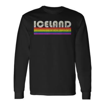 Vintage 80S Style Iceland Gay Pride Month Long Sleeve T-Shirt T-Shirt | Mazezy