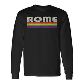 Vintage 80S Style Rome Gay Pride Month Long Sleeve T-Shirt | Mazezy
