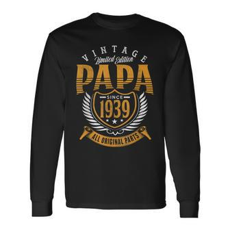 Vintage 80Th Birthday Papa Since 1939 Dad Long Sleeve T-Shirt T-Shirt | Mazezy