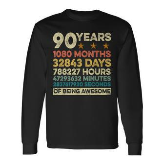 Vintage 90Th Birthday 90 Years Old 1080 Months Long Sleeve T-Shirt - Thegiftio UK