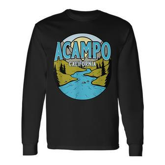 Vintage Acampo California River Valley Souvenir Print Long Sleeve T-Shirt | Mazezy
