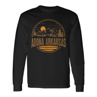Vintage Adona Arkansas Mountain Hiking Souvenir Print Long Sleeve T-Shirt | Mazezy