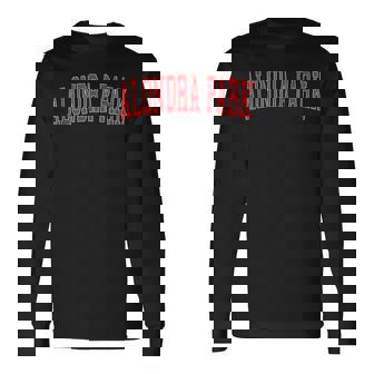 Vintage Alondra Park Ca Distressed Red Varsity Style Long Sleeve T-Shirt | Mazezy