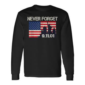 Vintage American Flag Never Forget Patriotic 911 Long Sleeve T-Shirt T-Shirt | Mazezy