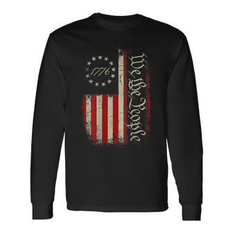 Vintage American Flag Patriotic 1776 We The People On Back Long Sleeve T-Shirt T-Shirt | Mazezy