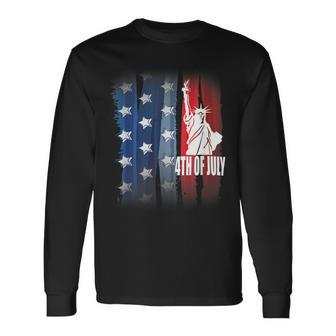 Vintage American Flag Usa Matching Us 4Th Of July Long Sleeve T-Shirt - Monsterry DE