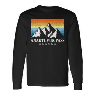 Vintage Anaktuvuk Pass Alaska Mountain Souvenir Print Long Sleeve T-Shirt | Mazezy