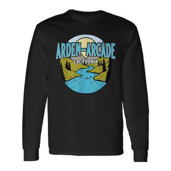 Vintage Arden-Arcade California River Valley Souvenir Print Long Sleeve T-Shirt | Mazezy