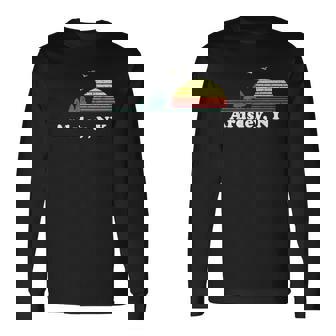 Vintage Ardsley New York Home Pride Illustration Print Long Sleeve T-Shirt | Mazezy