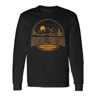 Vintage Arendtsville Pennsylvania Mountain Hiking Print Long Sleeve T-Shirt | Mazezy