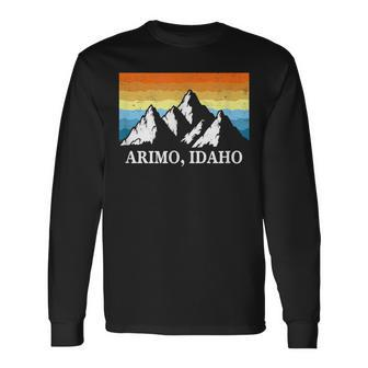 Vintage Arimo Idaho Mountain Hiking Souvenir Print Long Sleeve T-Shirt | Mazezy
