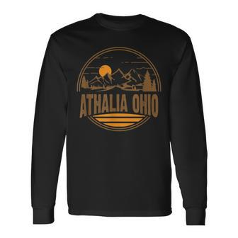 Vintage Athalia Ohio Mountain Hiking Souvenir Print Long Sleeve T-Shirt | Mazezy