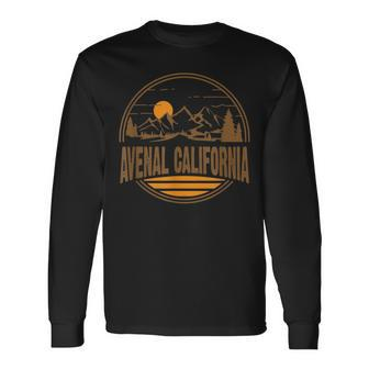 Vintage Avenal California Mountain Hiking Souvenir Print Long Sleeve T-Shirt | Mazezy CA