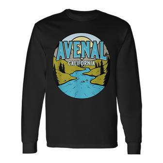 Vintage Avenal California River Valley Souvenir Print Long Sleeve T-Shirt | Mazezy