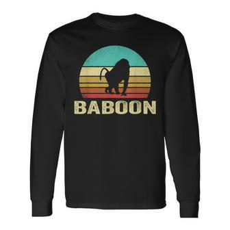 Vintage Baboon Sunset Long Sleeve T-Shirt | Mazezy