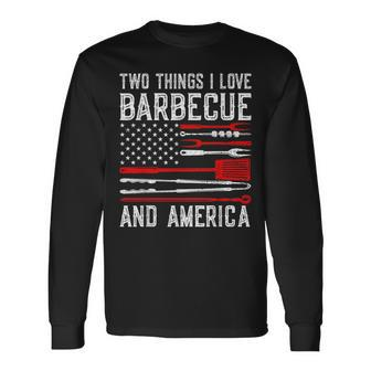 Vintage Bbq America Lover Us Flag Bbg Cool American Barbecue Long Sleeve T-Shirt | Mazezy