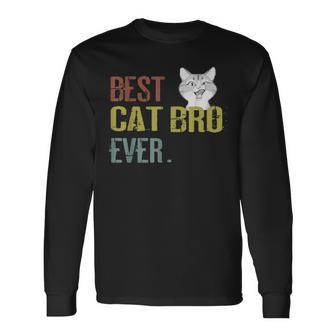 Vintage Best Cat Bro Ever Brother Birthday Gitf Long Sleeve T-Shirt | Mazezy