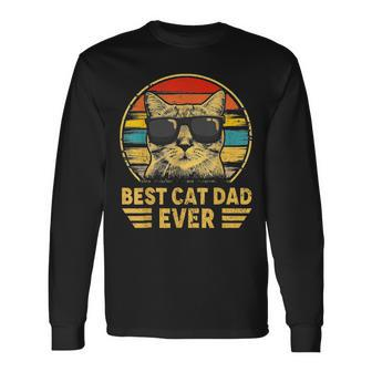 Vintage Best Cat Dad Ever Sunglasses Cat Father Day Bump Fit Long Sleeve T-Shirt T-Shirt | Mazezy
