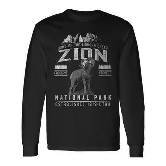 Vintage Bighorn Sheep Zion National Park Long Sleeve T-Shirt | Mazezy