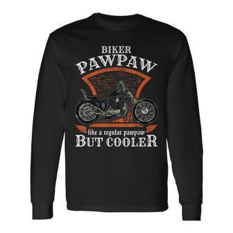 Vintage Biker Pawpaw Retro Motorcycle For Seniors Long Sleeve T-Shirt T-Shirt | Mazezy