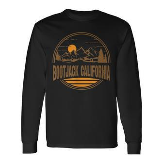 Vintage Bootjack California Mountain Hiking Souvenir Print Long Sleeve T-Shirt | Mazezy