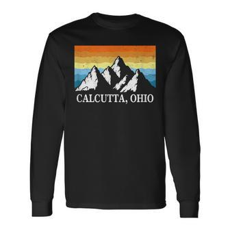 Vintage Calcutta Ohio Mountain Hiking Souvenir Print Long Sleeve T-Shirt | Mazezy