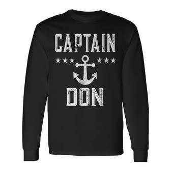 Vintage Captain Don Boating Lover Long Sleeve T-Shirt | Mazezy