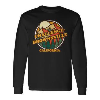 Vintage Challenge-Brownsville California Mountain Hiking Pr Long Sleeve T-Shirt | Mazezy CA