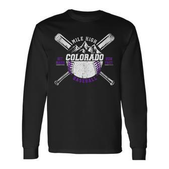 Vintage Colorado Rocky Mountains Retro Baseball Fan Long Sleeve T-Shirt - Seseable