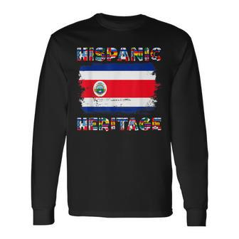 Vintage Costa Rica Costa Rican Flag Hispanic Heritage Month Long Sleeve T-Shirt | Mazezy