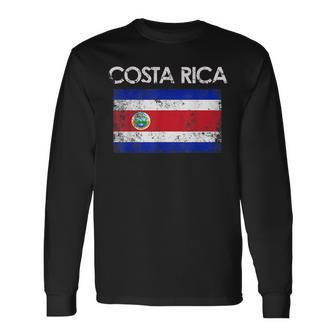 Vintage Costa Rica Rican Flag Pride Long Sleeve T-Shirt T-Shirt | Mazezy