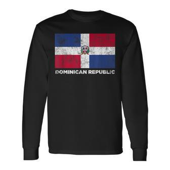 Vintage Dominican Republic Flag Republica Dominicana Long Sleeve T-Shirt | Mazezy