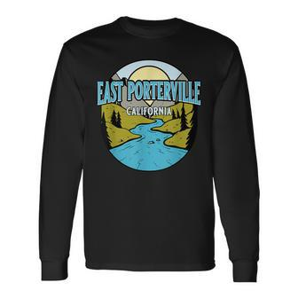 Vintage East Porterville California River Valley Print Long Sleeve T-Shirt | Mazezy