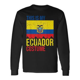 Vintage This Is My Ecuador Flag Costume For Halloween Ecuador Long Sleeve T-Shirt T-Shirt | Mazezy CA
