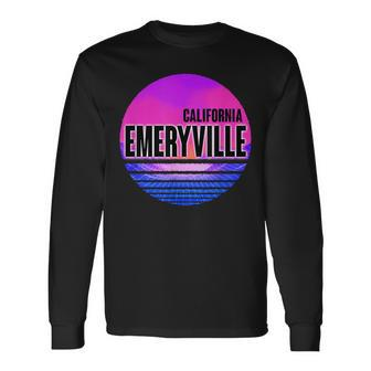 Vintage Emeryville Vaporwave California Long Sleeve T-Shirt | Mazezy