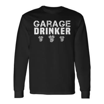 Vintage Garage Drinker Retro Drinker Humor Fathers Day Humor Long Sleeve T-Shirt T-Shirt | Mazezy