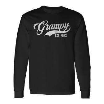 Vintage Grampy Est 2023 First Time Grandpa Fathers Day Long Sleeve T-Shirt | Mazezy