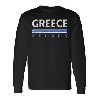 Vintage Greece Flag Matching Trip Souvenirs From Athens Long Sleeve T-Shirt T-Shirt | Mazezy