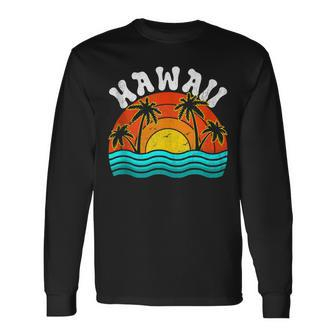 Vintage Hawaii Retro Hawaiian Dad Mom Summer Long Sleeve T-Shirt T-Shirt | Mazezy