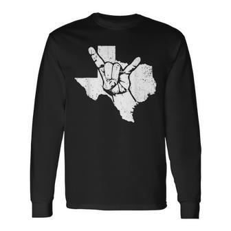 Vintage Hook 'Em Hands Texas Pride State Usa Long Sleeve T-Shirt | Mazezy