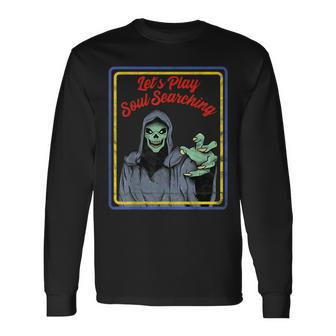 Vintage Horror Soul Searching Grim Reaper Reaper Long Sleeve T-Shirt | Mazezy