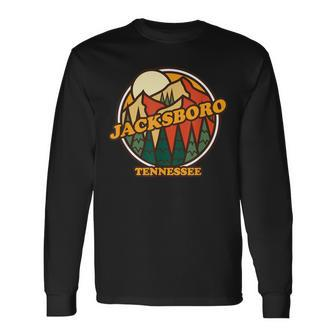 Vintage Jacksboro Tennessee Mountain Hiking Souvenir Print Long Sleeve T-Shirt | Mazezy