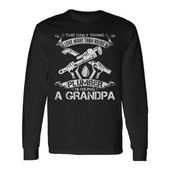Vintage I Love More Than Being A Plumber Is Being Grandpa Long Sleeve T-Shirt - Thegiftio UK