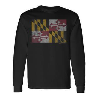 Vintage Maryland State Flag Pride T Long Sleeve T-Shirt | Mazezy